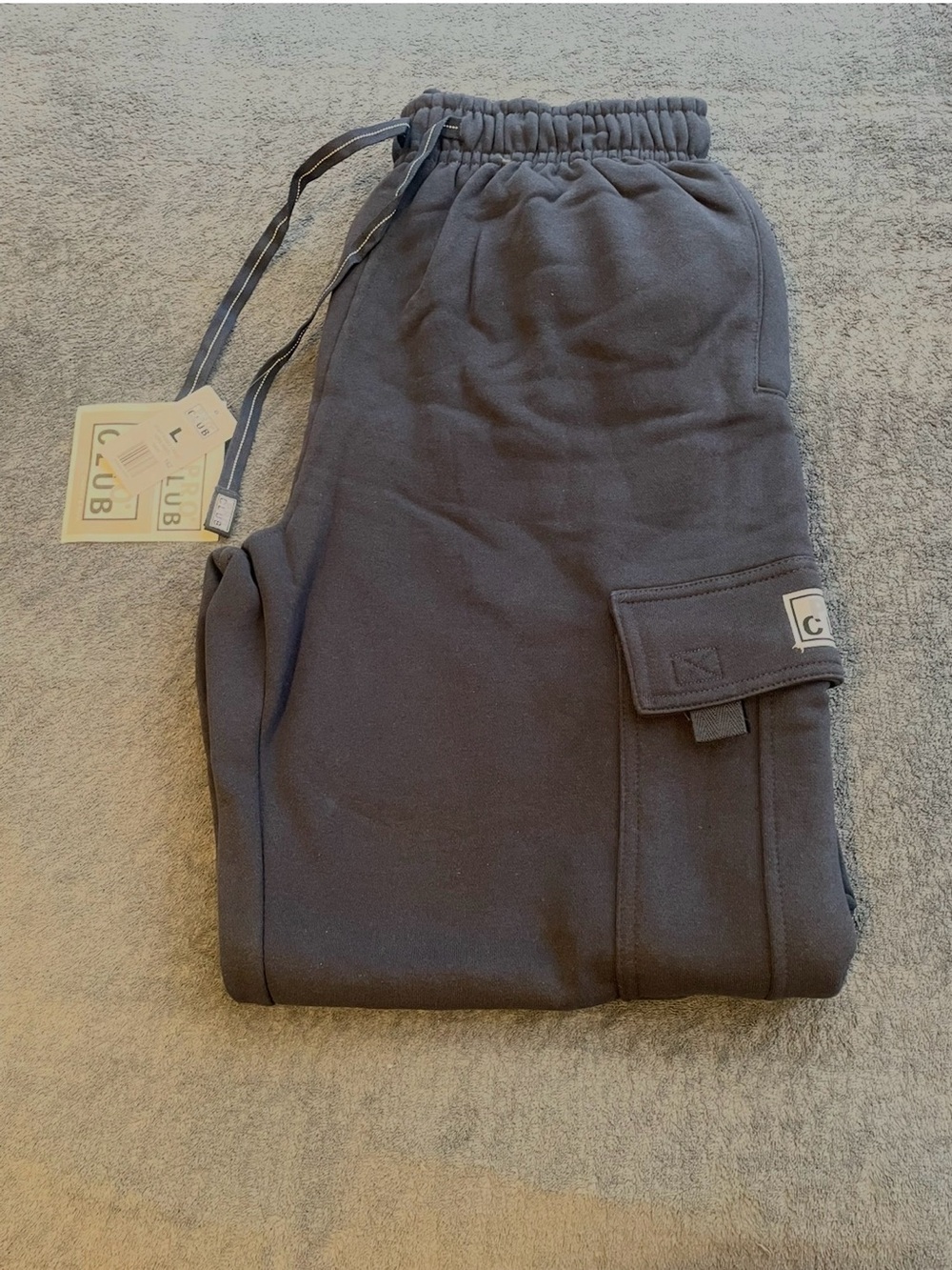 Men's Dark Gray Cargo Sweatpants with Drawstring Waist